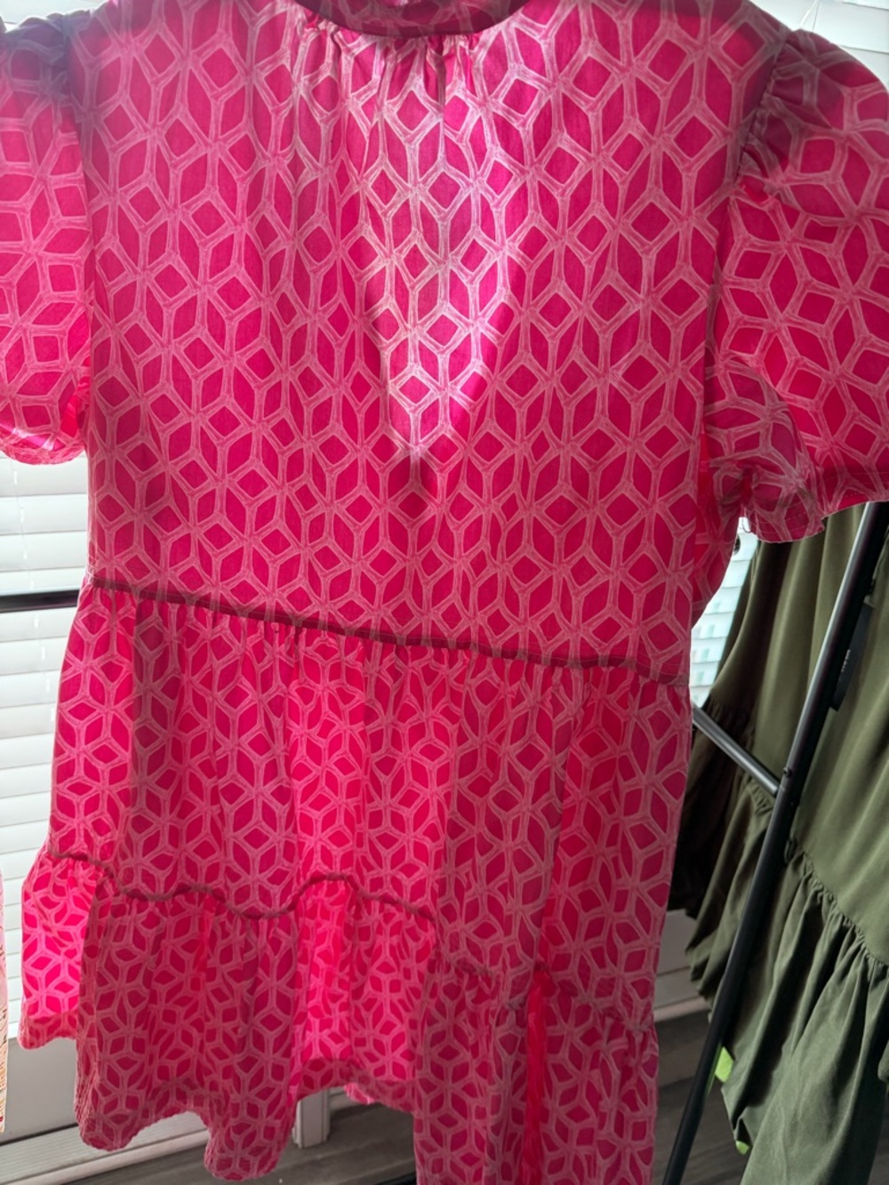 Girls' Pink Geometric Tiered Dress Top - Brand